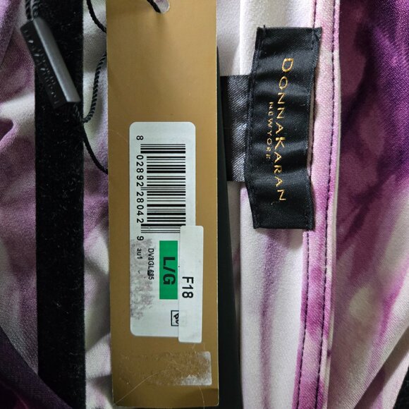 NWT DONNA KARAN Purple & White Top L - Picture 2 of 3